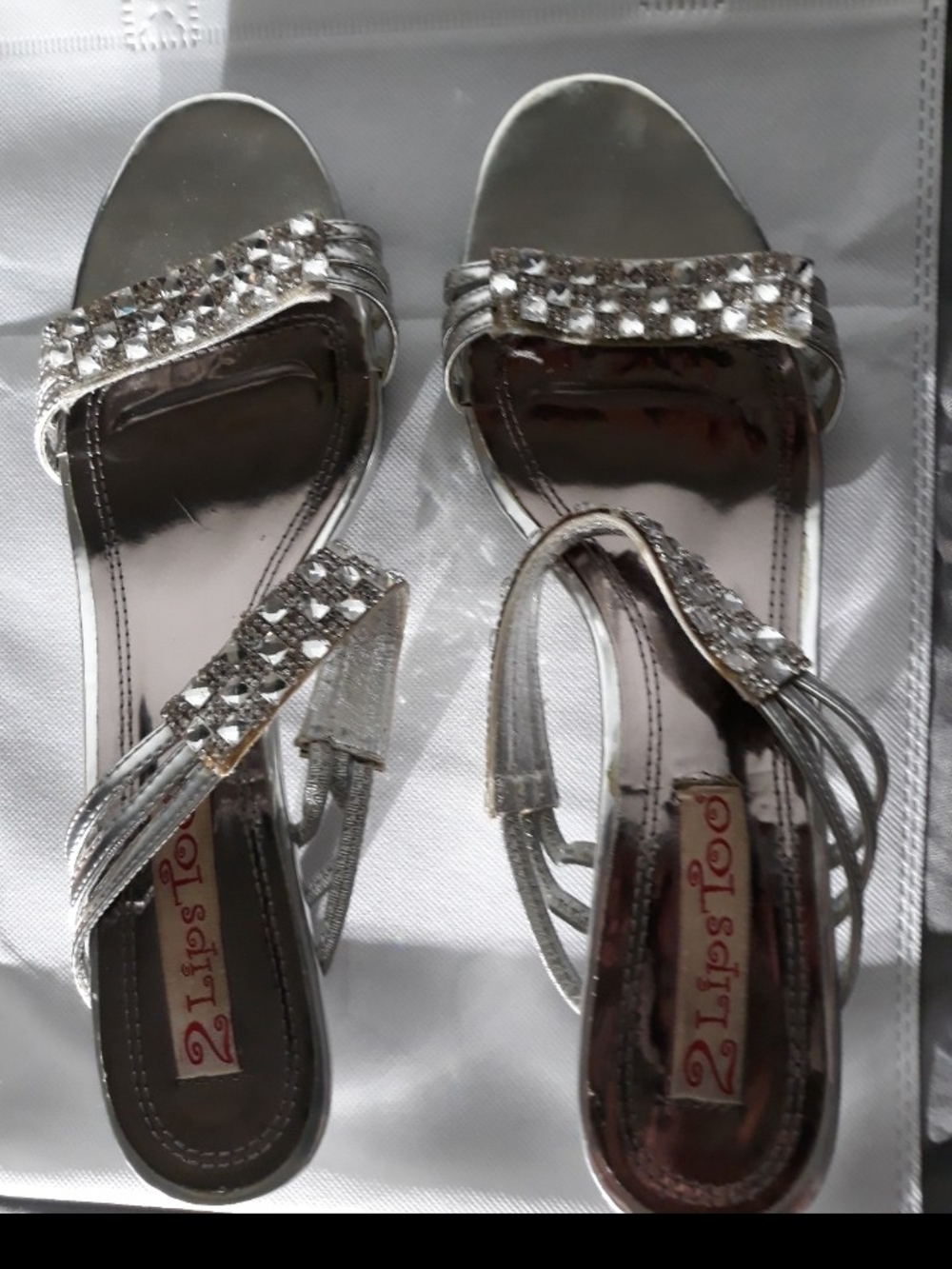 Silver Embellished Women's Heels